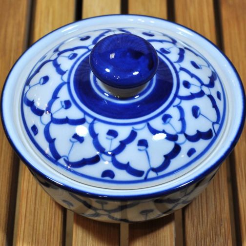 Thai Keramik Schale rechteckig Farbverlauf Violett Blau