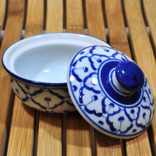 Thai Keramik Schale rechteckig Farbverlauf Violett Blau