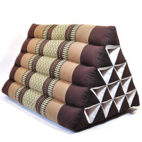 Pillow Thai triangle cushion brown blossoms 55x40x35cm