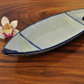 Thai ceramic Plate Boat with two edges for sauce...