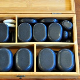 Hot Stone Set of 45 stones in Bamboo Box