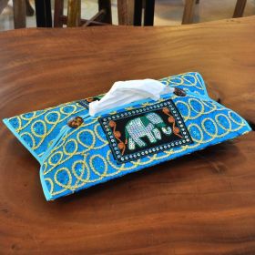 Taschentuch Kosmetiktuch Box Elefanten Feder blau kaufen