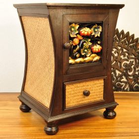 Dresser bamboo wood flowers carving gold coloured