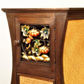 Dresser bamboo wood flowers carving gold coloured