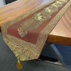 Table runner fabric tablecloth tassels copper brown gold elephant 23x200cm