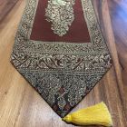 Table runner fabric tablecloth tassels copper brown gold elephant 23x200cm