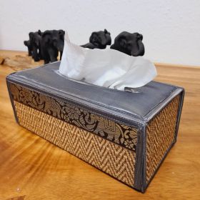 Taschentuch Box Bezug Bast violett Elefantenmuster